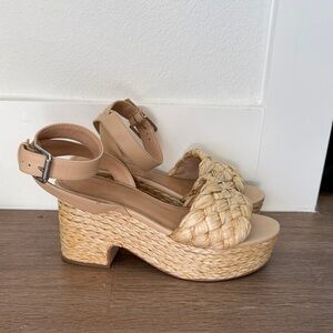Marc Fisher Beige Woven Espadrille Sandals